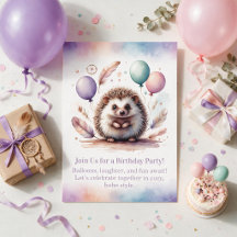 Invitation d'anniversaire mignonne de hérisson – B