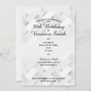 Invitation d'anniversaire minimale en noir et blan