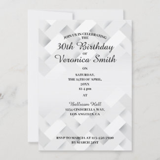 Invitation d'anniversaire minimale en noir et blan