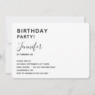 Invitation d'anniversaire minimaliste
