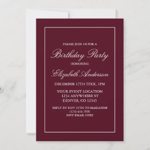 Invitation d'anniversaire minimaliste classique en