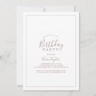 Invitation d'anniversaire minimaliste Rose Gold