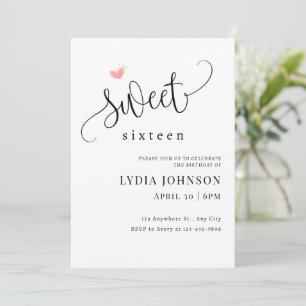 Invitation d'anniversaire Minimaliste Sweet Sixtee