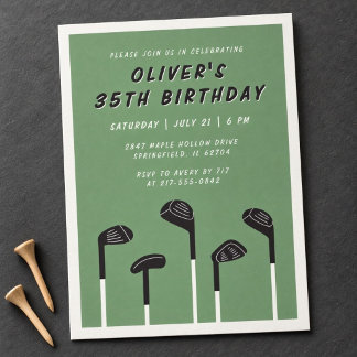Invitation d'anniversaire minimaliste verte modern