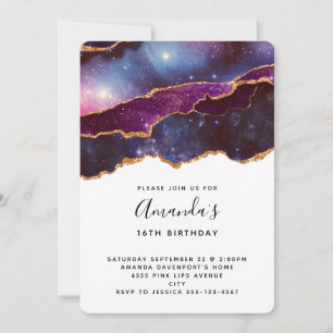 Invitation d'anniversaire moderne Bleu & Violet Es