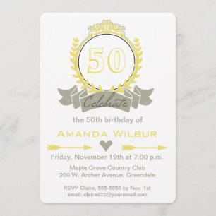 Invitation d'anniversaire moderne Chevron Yellow G