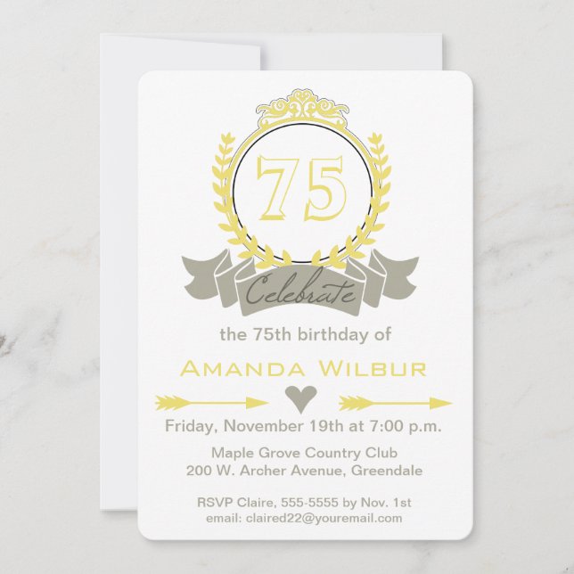 Invitation d'anniversaire moderne Chevron Yellow G (Devant)