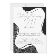 Invitation d'anniversaire monochrome - noir et bla