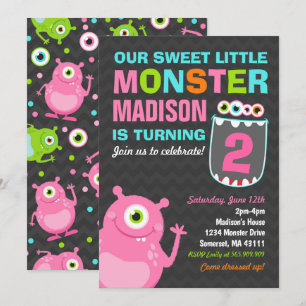 Invitation d'anniversaire Monster Pink Monster Par