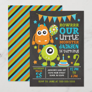 Invitation d'anniversaire Monster / Tout âge