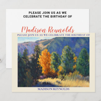 Invitation d'anniversaire multicolore de montagne