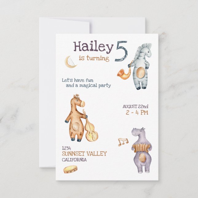 Invitation d'anniversaire musicale Unisex (Devant)