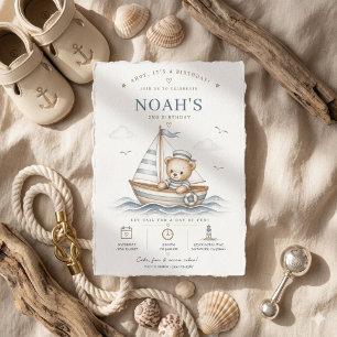 Invitation d'anniversaire nautique Teddy Bear Côti