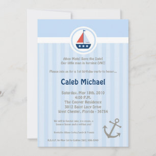 Invitation d'anniversaire nautique voile bateau 5x