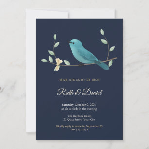 Invitation d'anniversaire Navy Verditer Flycatcher