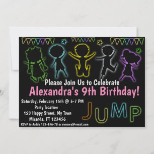 Invitation d'anniversaire Neon Jump