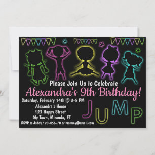 Invitation d'anniversaire Neon Jump