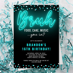 Invitation d'anniversaire néon pour adolescent « B