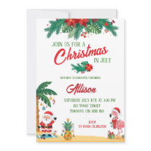 Invitation d'anniversaire Noël en juillet