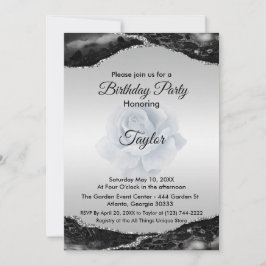 Invitation d'anniversaire noir et argent