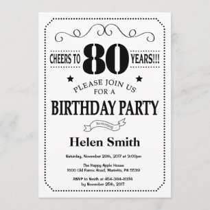 Invitation d'anniversaire Noir et blanc