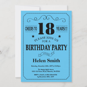 Invitation d'anniversaire Noir et Bleu