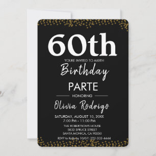 Invitation d'anniversaire Noir et Or, modifiable 6