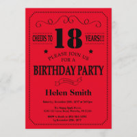 Invitation d'anniversaire Noir et Rouge