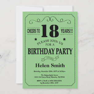 Invitation d'anniversaire Noir et Vert