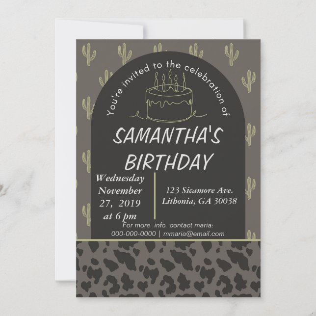 Invitation d'anniversaire occidentale  (Devant)