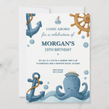 Invitation d'anniversaire Océanique Nautique