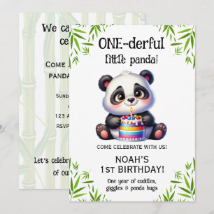 Invitation d'anniversaire ONE-derful Cute Panda 1e