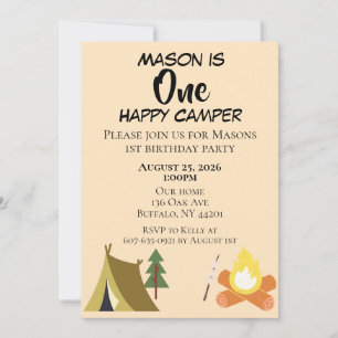 Invitation d'anniversaire One Happy Camper