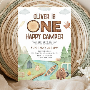 Invitation d'anniversaire One Happy Camper