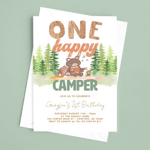 Invitation d'anniversaire One Happy Camper