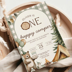 Invitation d'anniversaire One Happy Camper Camping