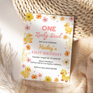 Invitation d'anniversaire One Lucky Duck