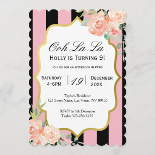 Invitation d'anniversaire Ooh La La Parisian Pink