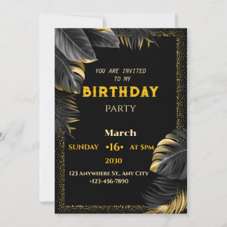 invitation d'anniversaire or