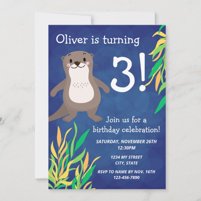 Invitation d'anniversaire Otter (Devant)