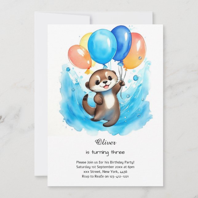 Invitation d'anniversaire Otter (Devant)