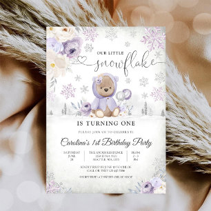 Invitation d'anniversaire ours en peluche d'hiver