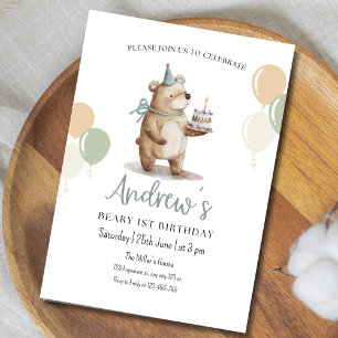 Invitation d'anniversaire Ourson, 1er anniversaire