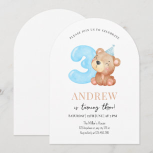 Invitation d'anniversaire Ourson, Garçons Minimali