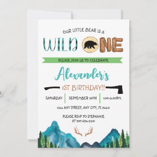 Invitation d'anniversaire Ourson Sauvage