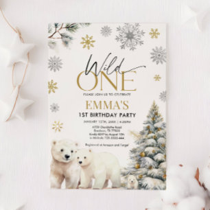 Invitation d'anniversaire Ourson Sauvage, 1er anni