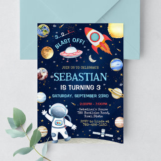 Invitation d'anniversaire Outer Space Galaxy Boy