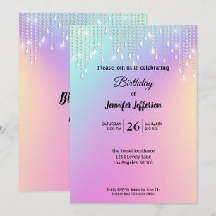 Invitation d'anniversaire pailletée moderne