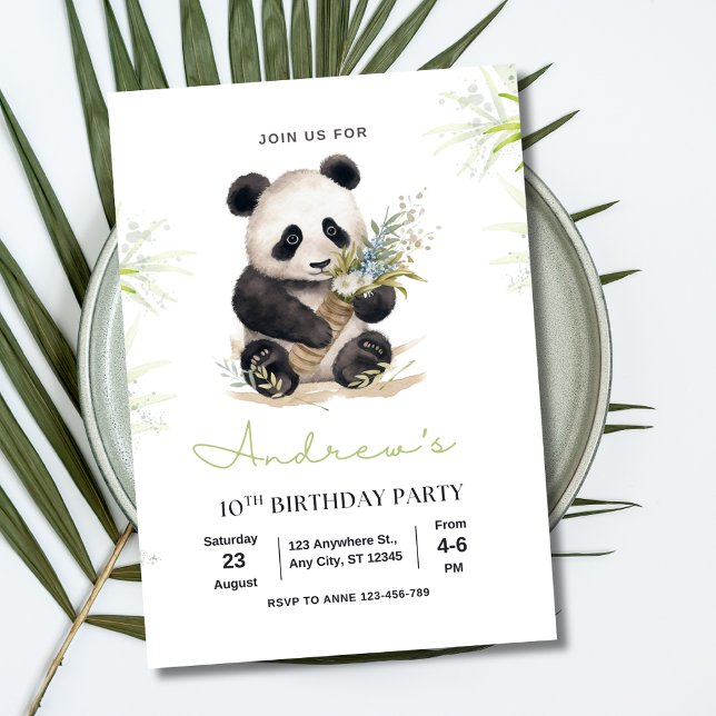 Invitation d'anniversaire Panda, fête d'anniversai (Créateur téléchargé)