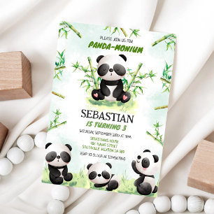 Invitation d'anniversaire Panda Panda-monium